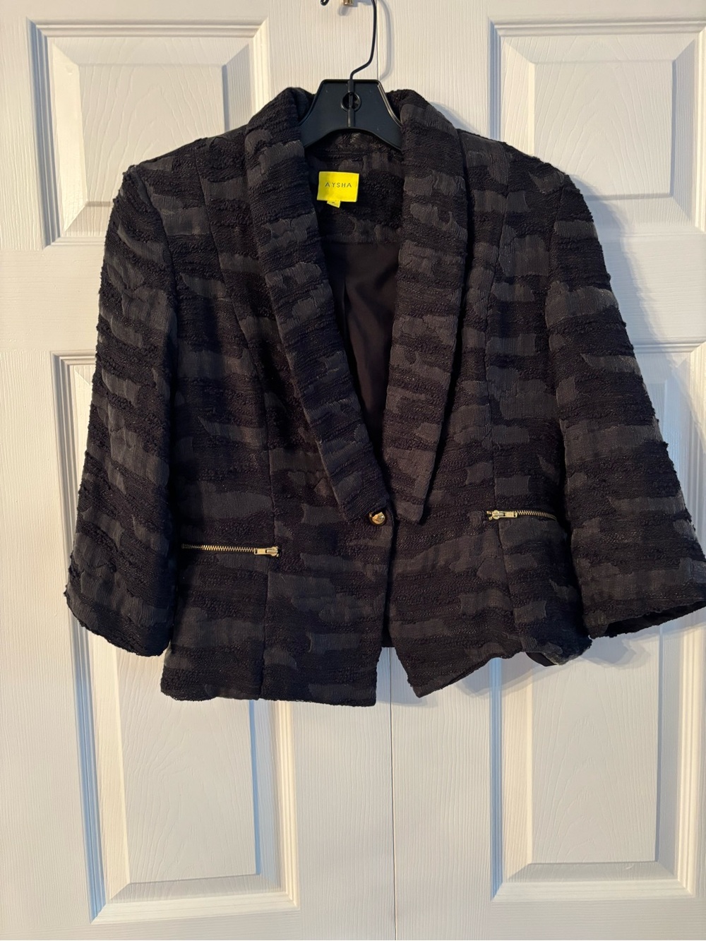 Textured Black Cropped Blazer Jacket by Akris Punto
